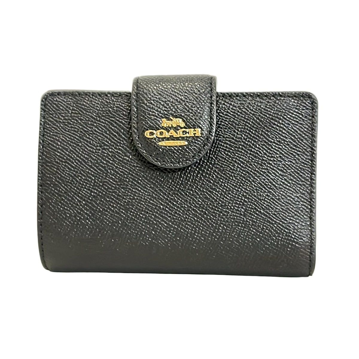COACH コーチ 2つ折り財布 ミディアム コーナー ジップ ウォレット 6390 黒 レザー