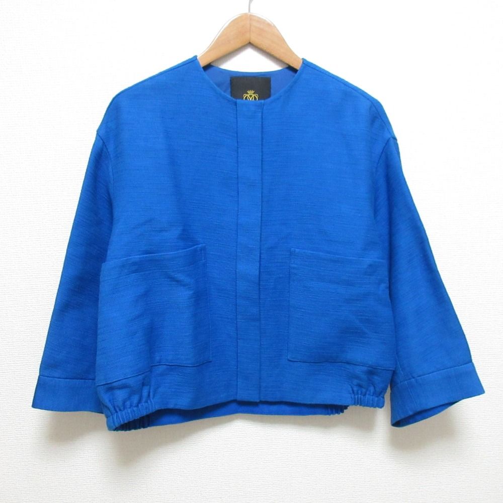 【最終価格】極美品ドゥロワー リネン コットン ノーカラージャケット 日本製 最終価格】極美品ドゥロワー リネン コットン ノーカラージャケット