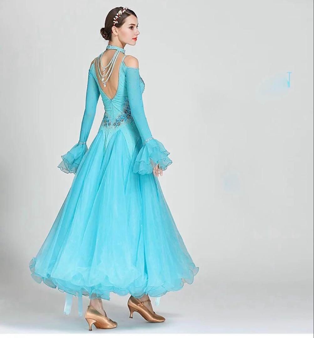 豪華ストーン付スタンダードドレス✨競技会や発表会に最適！リボンフロート付き 豪華ストーン付スタンダードドレス✨競技会や発表会に最適！リボン