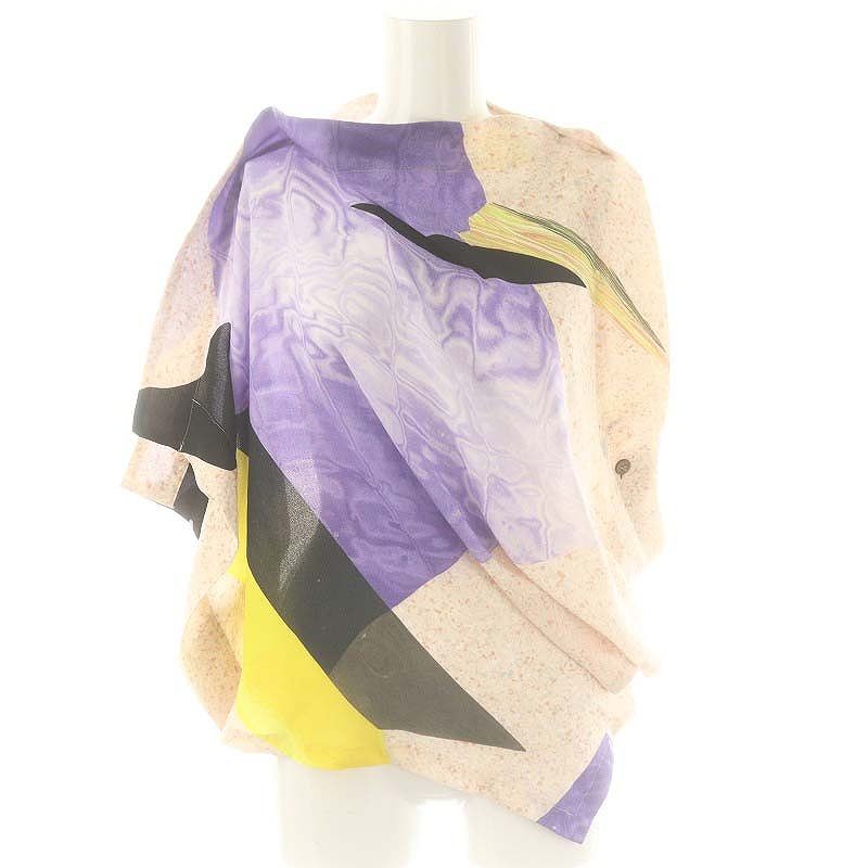イッセイミヤケ ISSEY MIYAKE 23SS IM31FJ584 総柄トップス ブラウス アシンメトリー 2 パープル マルチ |ES OS