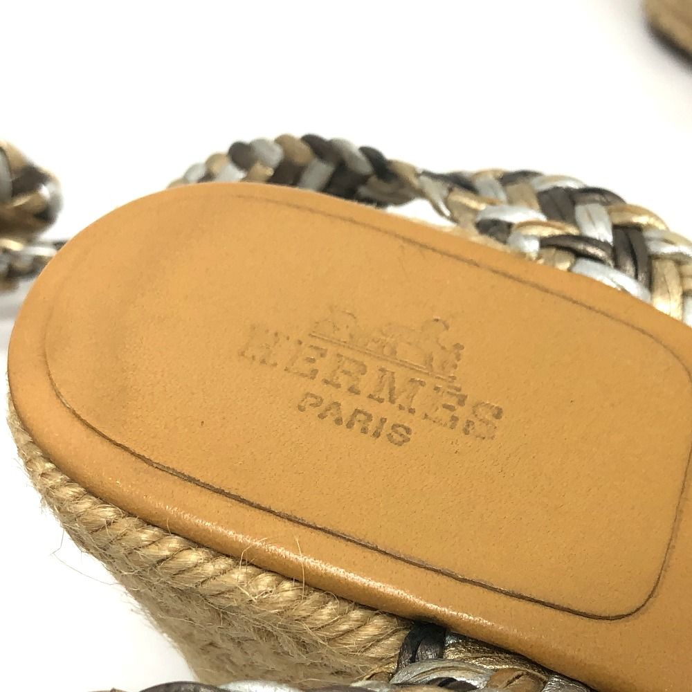 エルメスエズ38プラットフォームウェッジヒールサンダル新品未