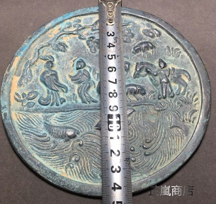 極美品 ！高品質！中国 銅器 純銅鏡 黄銅鏡 擬古銅鏡 人物鏡