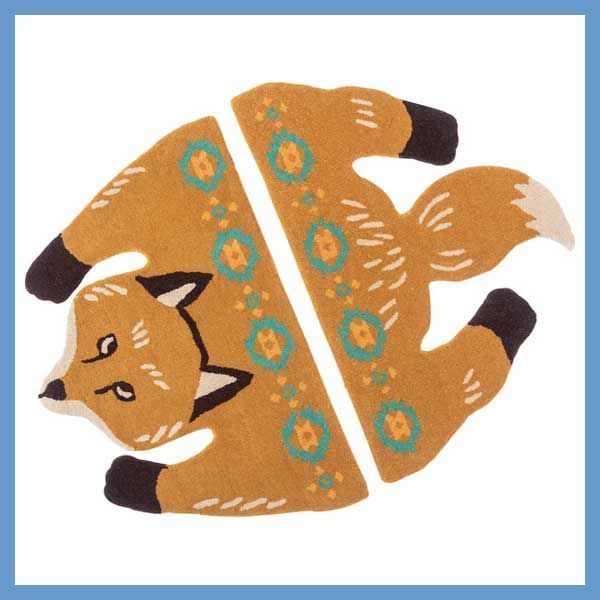 ウールのアニマルアクセントラグ セパレート 約W60×D90×H1.8cm No.011 Ｂ フォックス