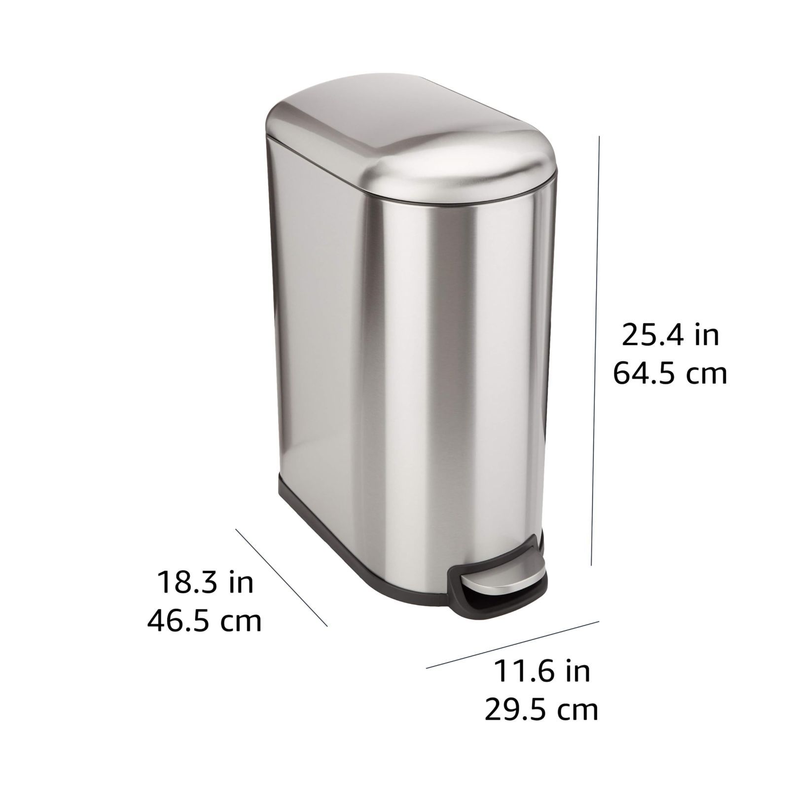 ベーシック ゴミ箱 40L 40リットル ソフトクローズ 静音 スリム ふた付き ペダル付き スチール製 つや消しステンレススチール おしゃれ 長方形