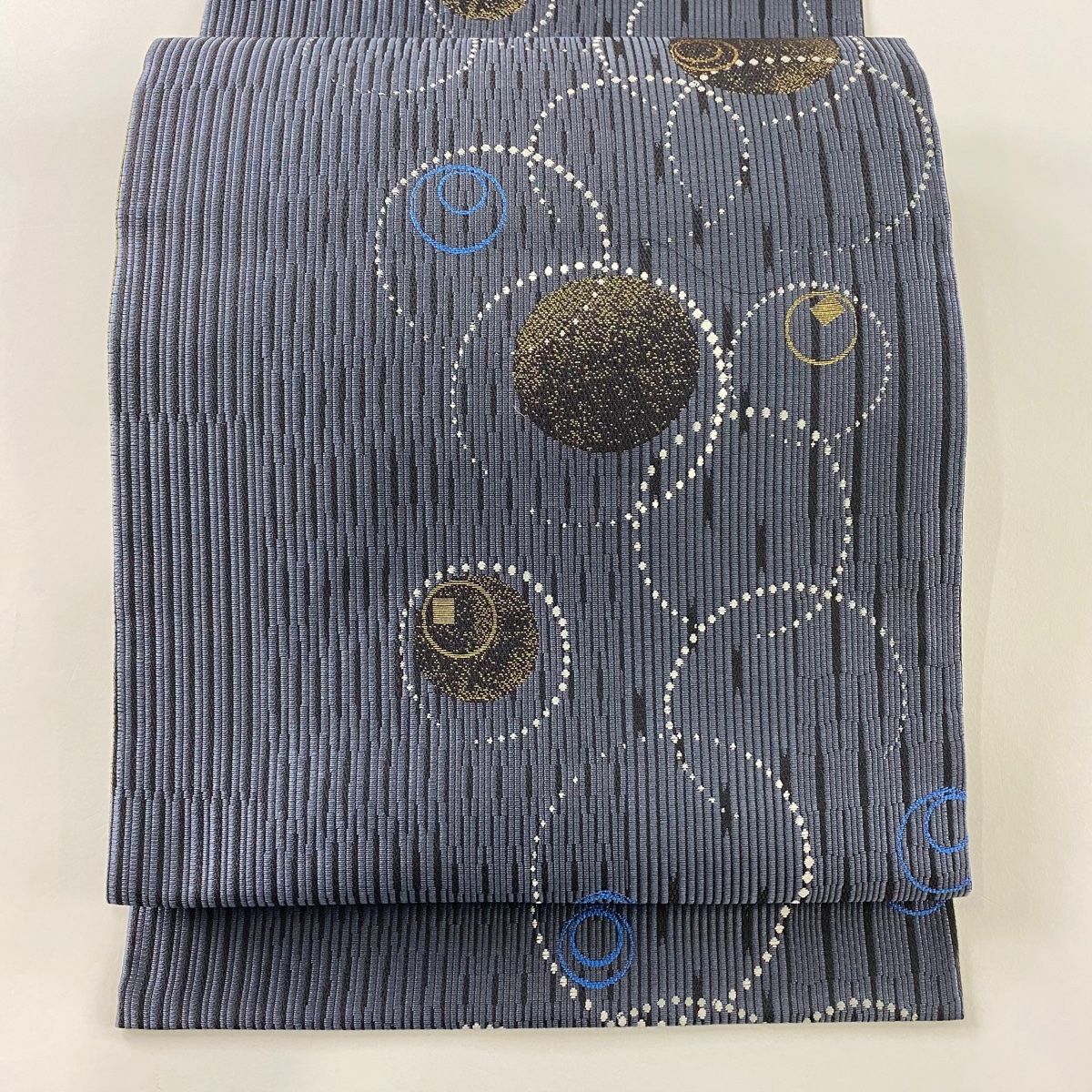 30分限定 袋帯 名品 リバーシブル 熨斗 幾何学模様 鶯色 六通 正絹