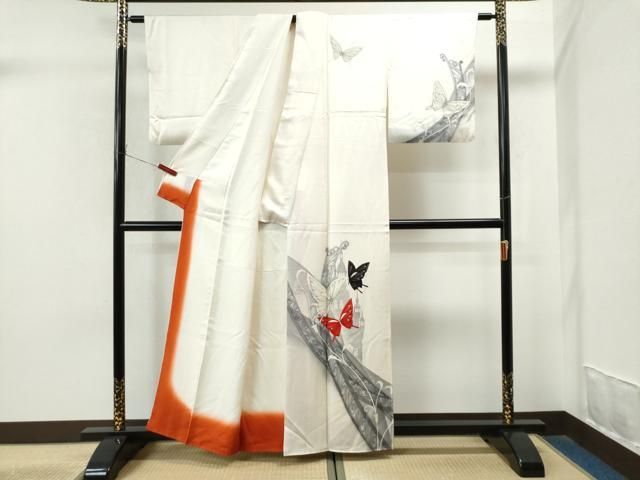 平和屋着物○訪問着 お召地 幾何学文様 暈し染め 正絹 逸品