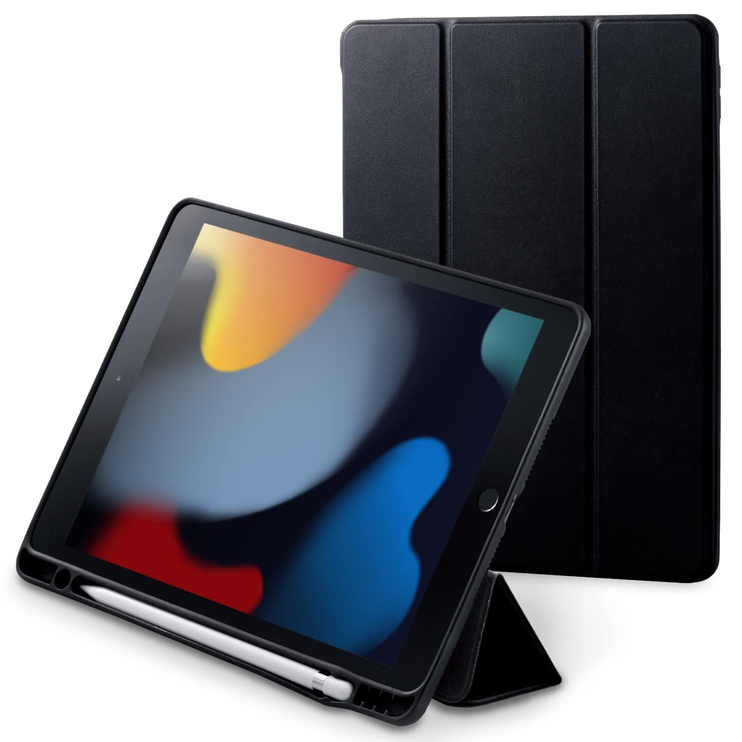 エレコム iPad 9世代 ケース 10.2インチ ipadケース 第9|8|7世代通用 オートスリープ|ウェイク対応 Apple Pencilスタンド ホルダー付 軽量 耐衝撃 TBWA19RWVSABK