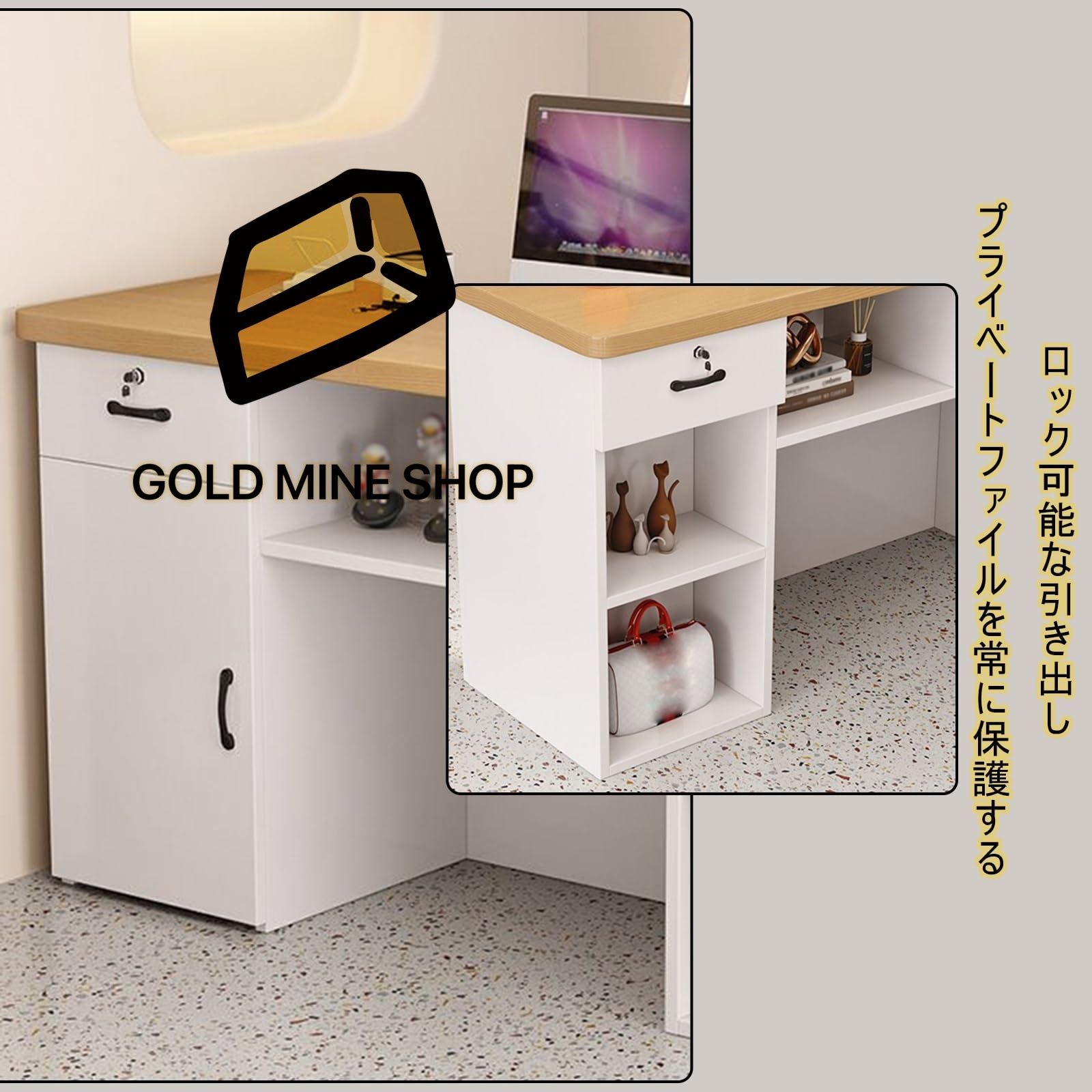 レジカウンター 受付カウンター 厚みのあるデスクトップ 安定性 受付デスク 受付カウンターテーブル 耐久性があり 取り付けが簡単 企業のフロントデスク フロントデスク 大容量 パーティションストレージ 黒 左ハイ 100x50x105cm HOMU-JOURNEY_COM