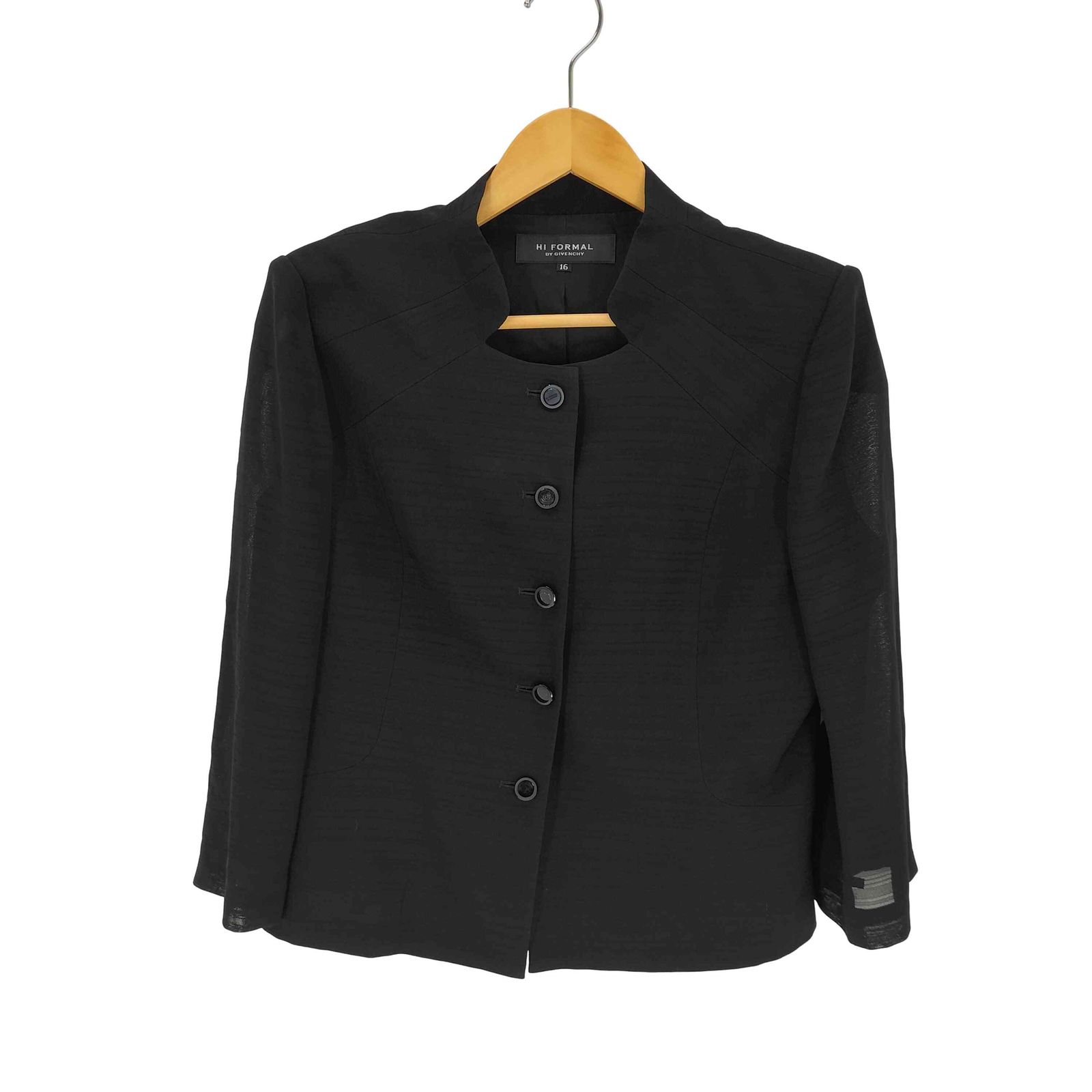 GIVENCHY ジバンシー　vintage ノーカラージャケット　金ボタン ヴィンテージジバンシーノーカラージャケットツイードラメ