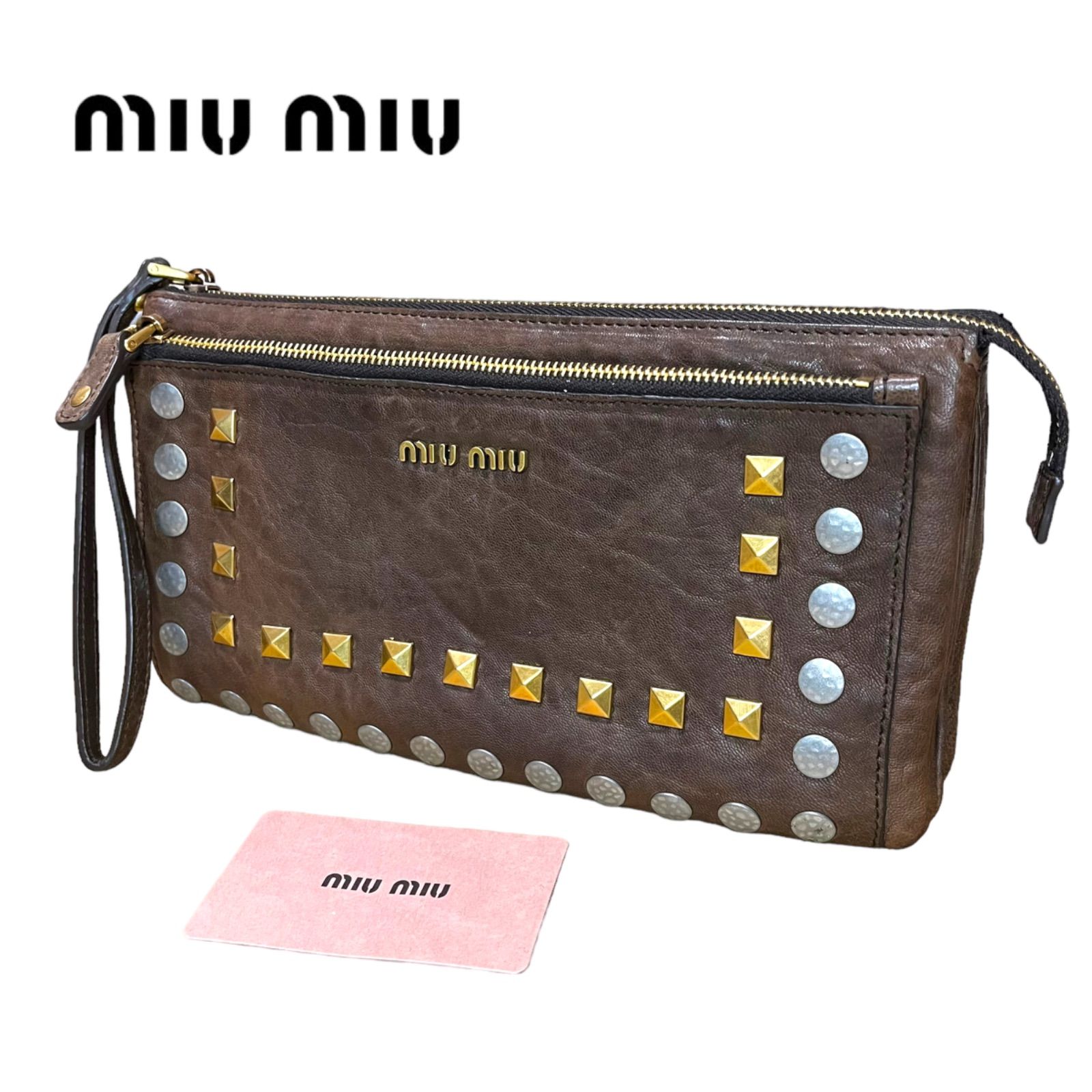 miumiu スタッズ クラッチバッグ　パープル miumiu スタッズクラッチバッグ （miumiu スタッズ クラッチ