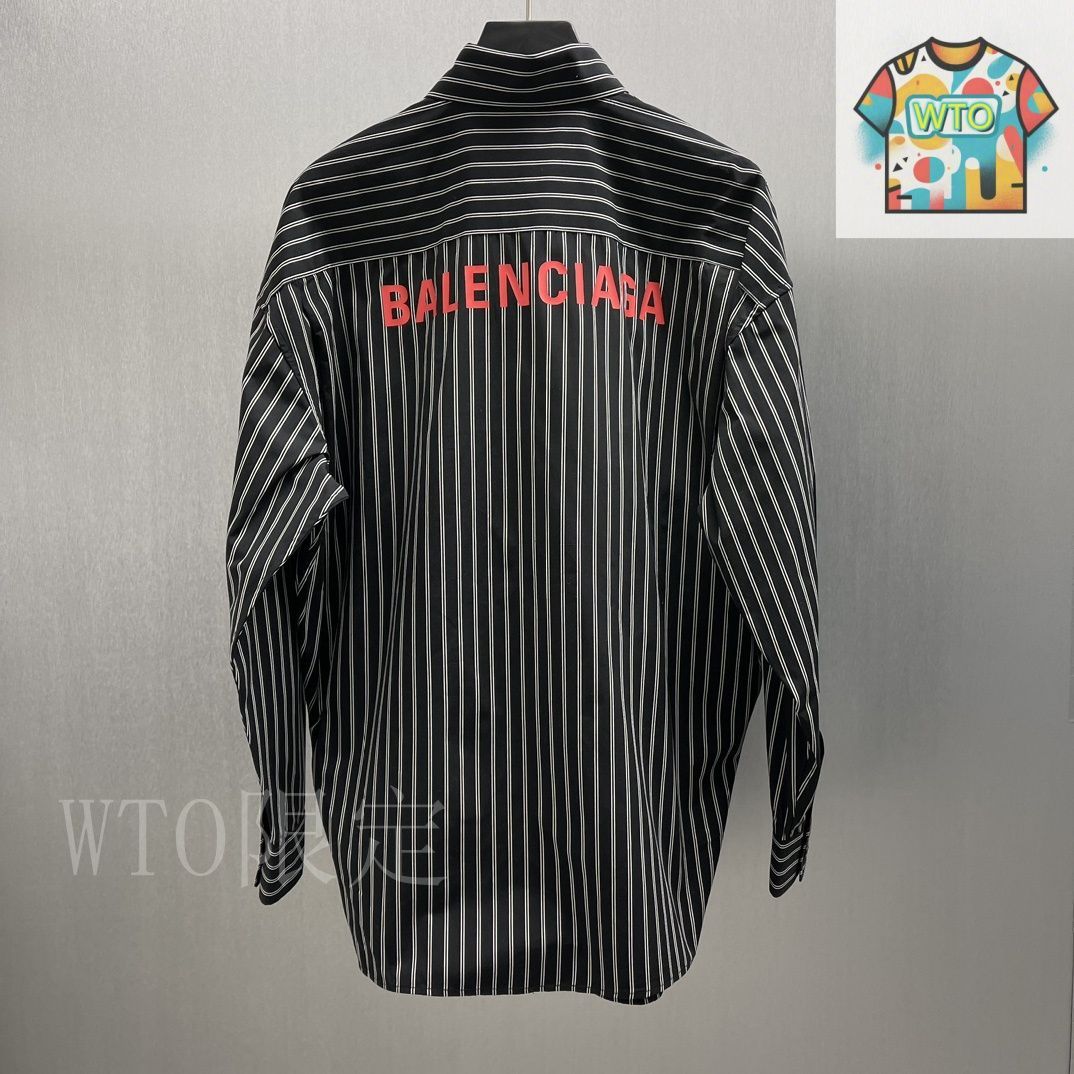 【国内発送】BALENCIAGA コットン シャツ 今日特価】Balenciaga 2024 SS リブロールカラー コットンシャツ