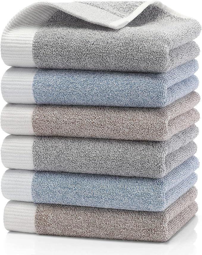 HomeFirst ハンドタオル 6枚セッ HomeFirst ハンドタオル 6枚セット 綿100% 家庭用 業