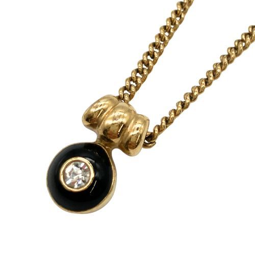 【美品】Dior　ディオール　ネックレス　ゴールド　ブラック　ストーン　ラウンド 美品】Dior ディオール ネックレス ゴールド ブラック ストーン