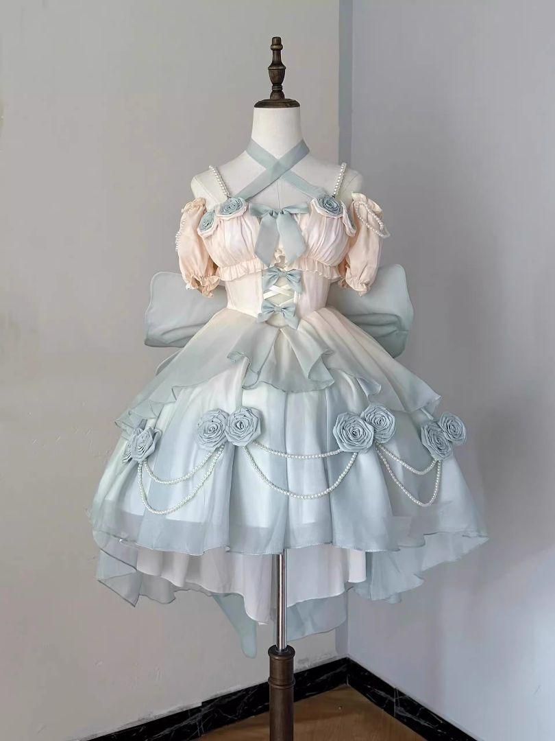 LT-61 豪華姫系 lolita 可愛 レトロ風 オリジナル 洋服 ロリータ ワンピース 美しい刺繍