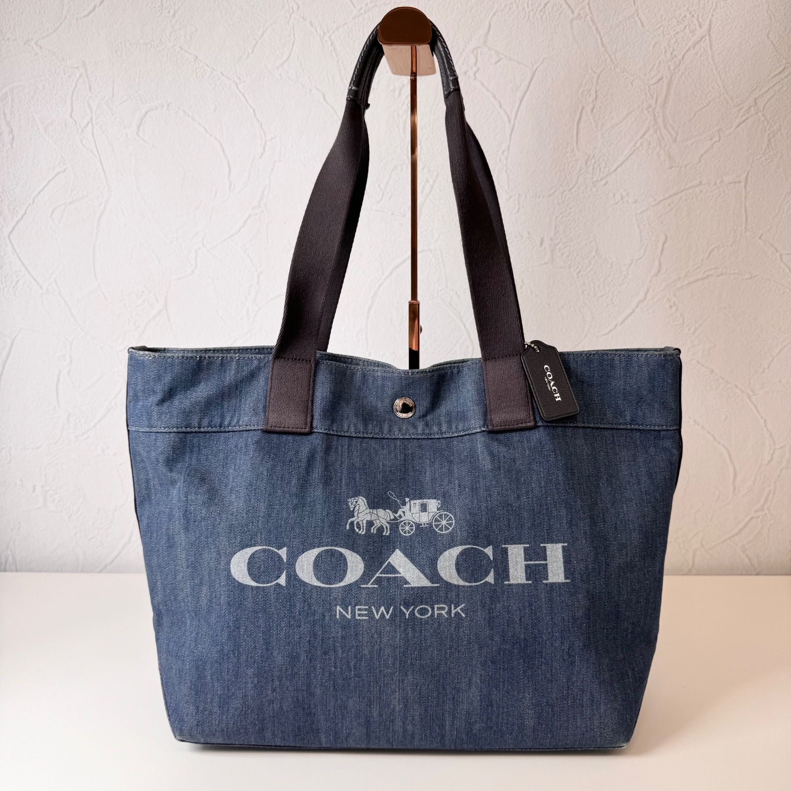 ✨B ランク COACH トートバッグ Tote bag デニム キャンバス