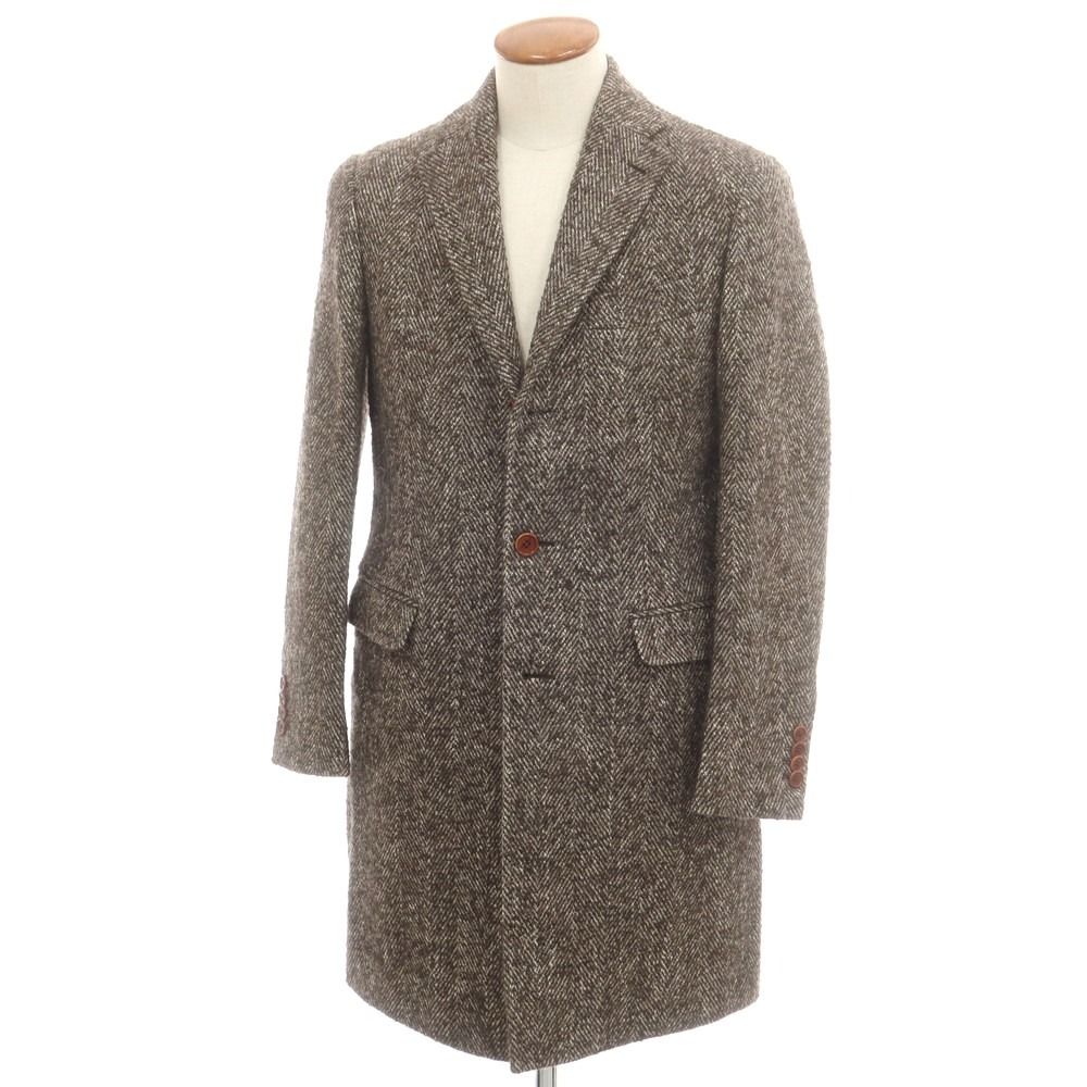 ルイジ ボレッリ Luigi Borrelli TORINO シルク混 チェスターフィールドコート ブラウン サイズ46 メンズ