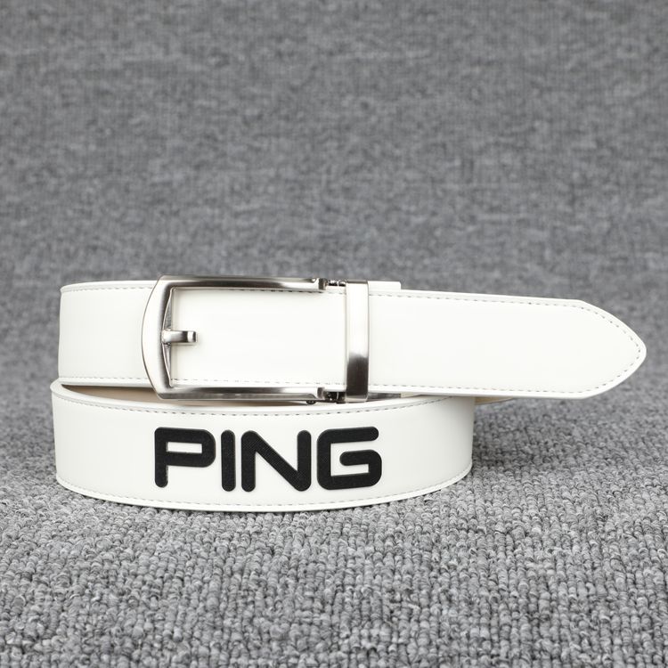 PING ベルト ゴルフ レザー golf ベルト ゴルフ アクセサリー 調整 ベルト 白 97-112cm