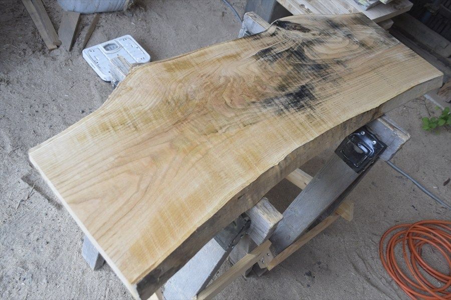 アウトレット クリ 栗 の一枚板 長さ約101cm 幅約34～35cm 厚さ約3.7cm DIY用 Z008