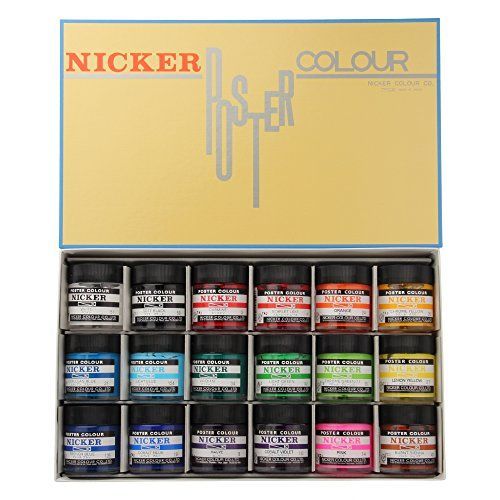 18色セット ニッカー 水彩絵具 ポスターカラー 18色セット 40ml(中ビン)