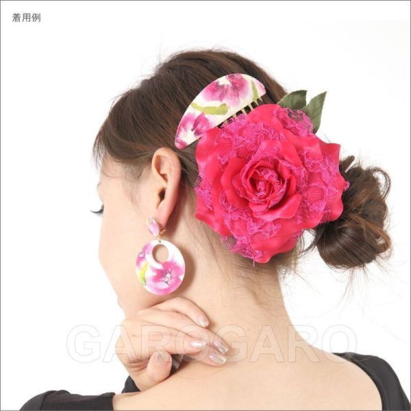 翌営業日出荷 ハンドペイントのアクセサリセット Fiona フィオナ ピンクの花柄 フラメンコ用 スペイン直輸入 LLC-HASEGAWATOSO_COM
