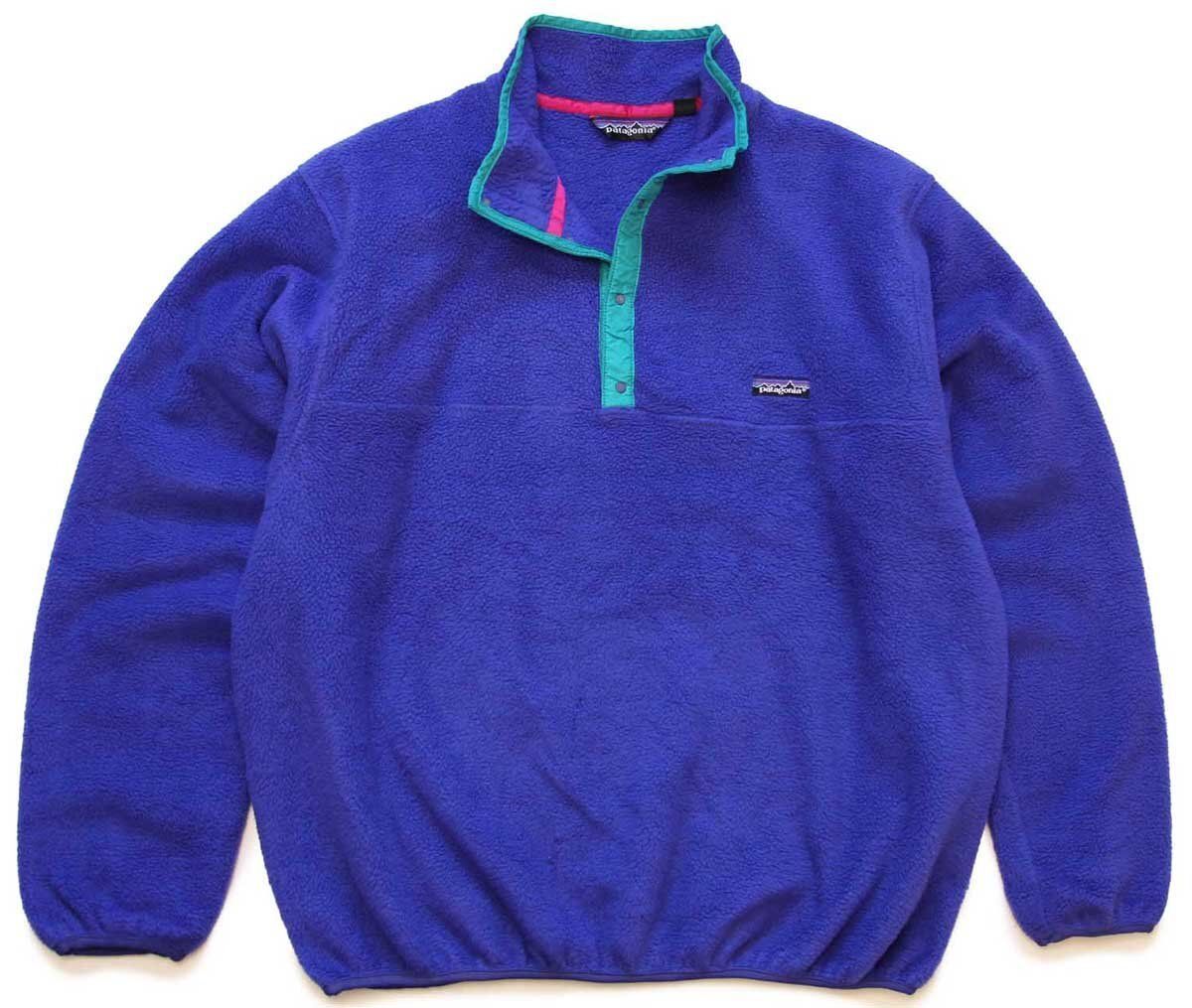 80s patagoniaパタゴニア フリース スナップT 青紫 XLビンテージ アウトドア シンチラ プルオーバー 三角タグ Rマーク ビッグサイズ