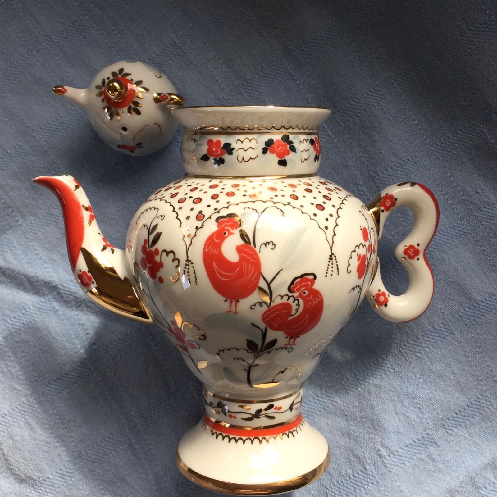 レア】ロモノーソフ サモワール ティーポット ロシア製 金 レア】ロモノーソフ サモワール ティーポット ロシア製 金