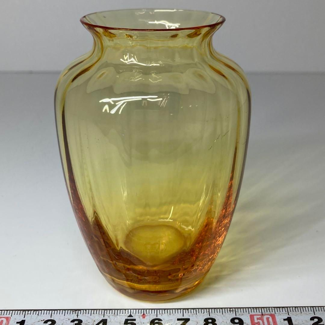 洋3 バカラ アレーユ イエロー フラワーベース 高さ11㎝東な6-0904