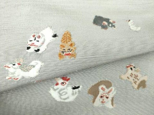 平和屋着物●八寸名古屋帯　紬地　すくい織　十二支　干支　正絹　逸品　未使用　DAAU5962ps 平和屋着物○八寸名古屋帯 紬地 すくい織 十二支 干支 正絹 逸品 未