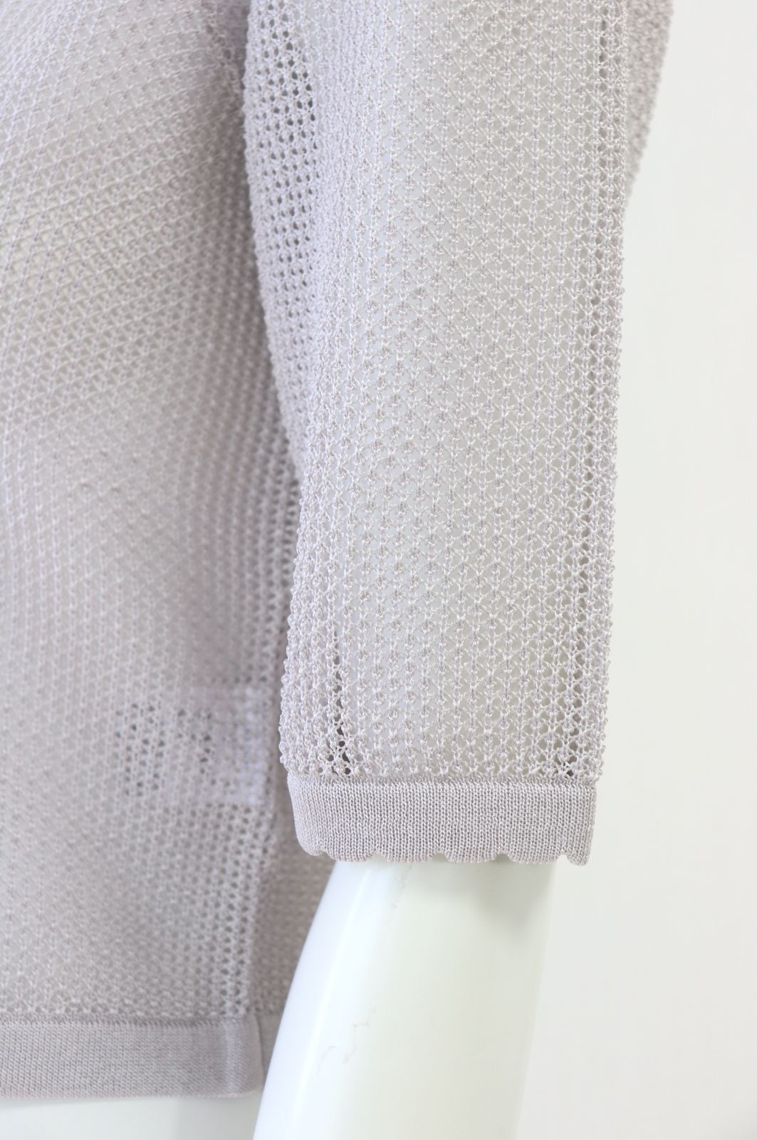 Rene 透かし編み五分袖カーディガン 5532030 商品 グレー ルネ
