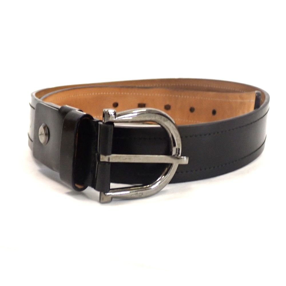 Th987901 フェラガモ ベルト ガンチーニ 本革 ヌメ革 ダークグレー×ブラック系 メンズ Ferragamo