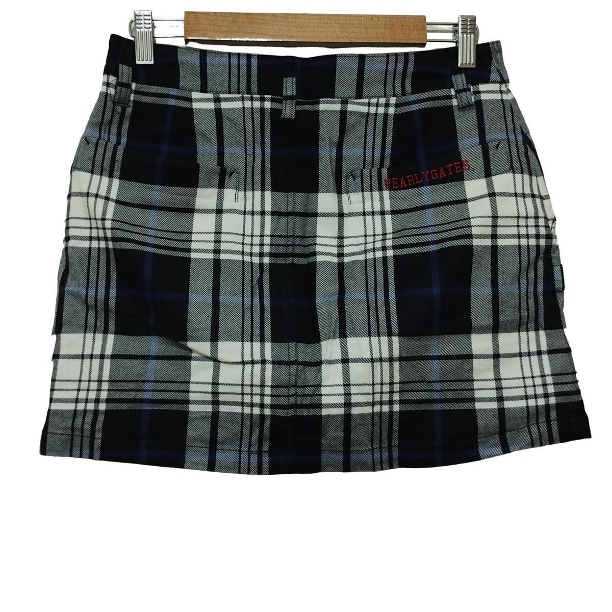 PEARLY GATES パーリーゲイツ ミニスカート サイズ0 XS レディース - ダークネイビー×白×マルチ チェック柄