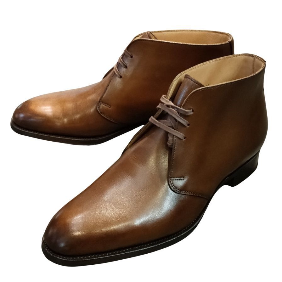 新品◆エドワードグリーン◆チャッカブーツ◆ブラウン◆6 1/2 7 Edward Green ブーツ ブライドルレザー シボ革 レザーブーツ レザー 革靴 