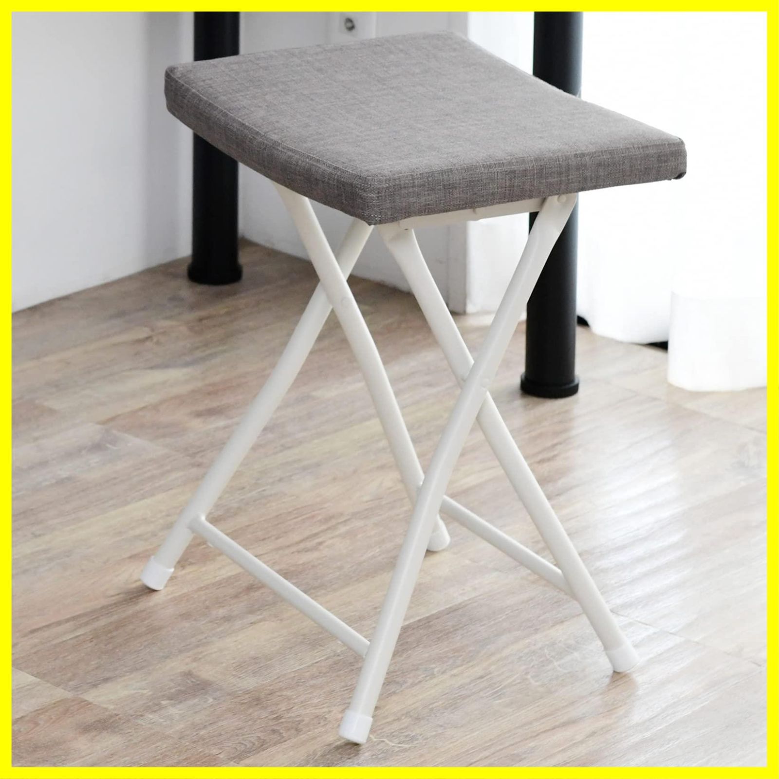 【在庫セール】幅38×奥行32×高さ50cm パイプ椅子 チェア 完成品 スツール グレー ワイド) 折りたたみ椅子 YZX-025GY/WH) 山善