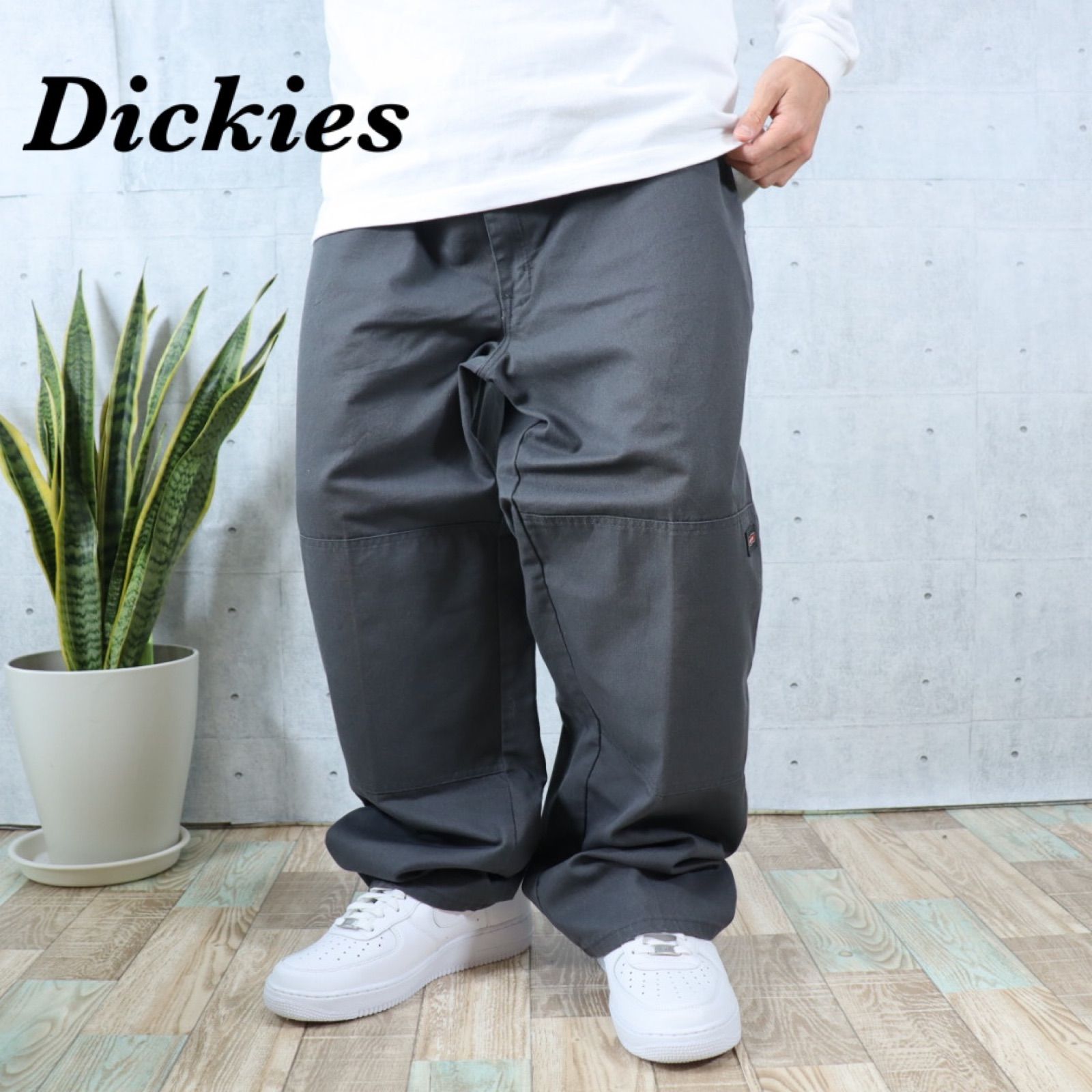 白木/黒塗り Dickies ディッキーズ ダブルニー ワークパンツ ゆるだぼ