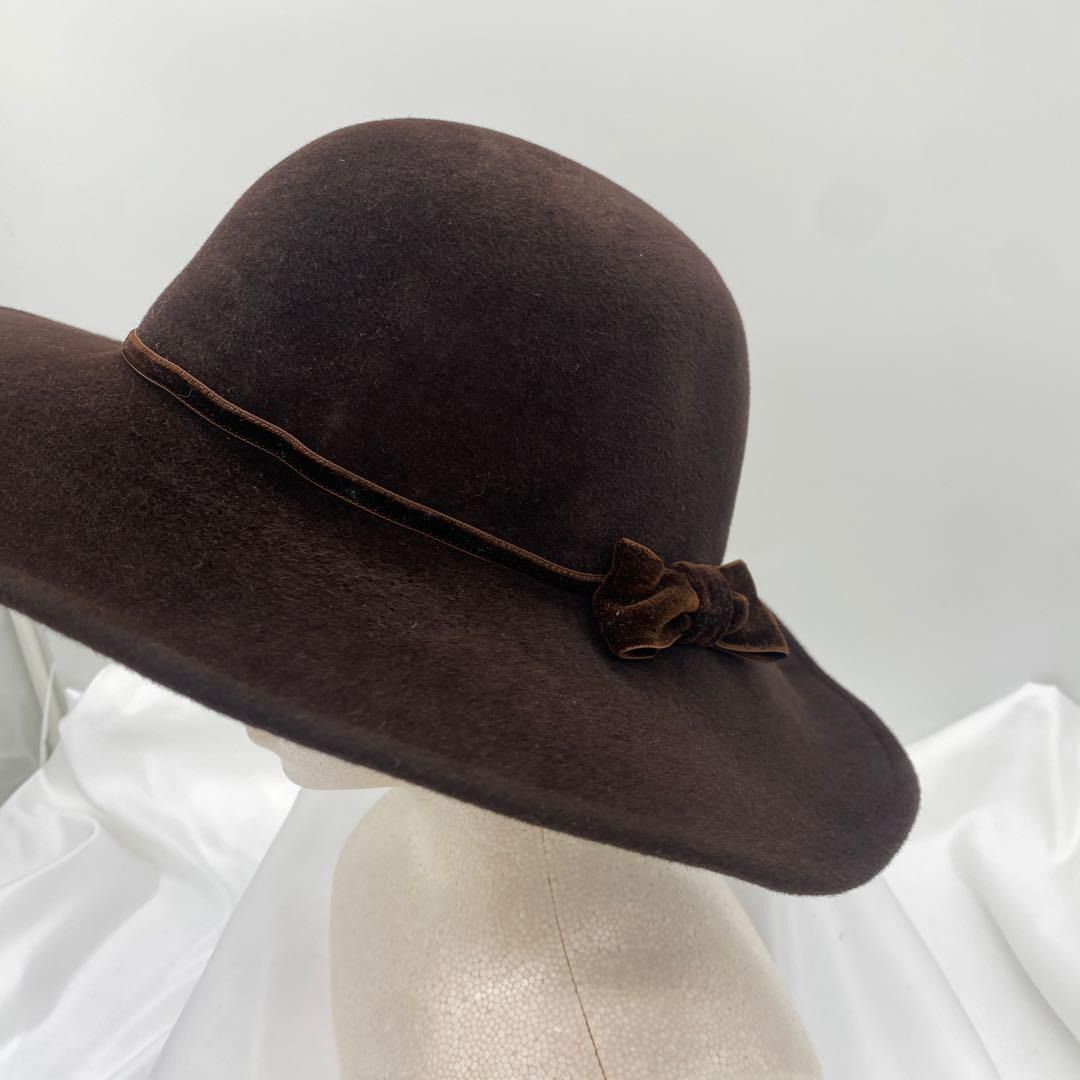 マキシン◆maxim◆ベージュ系×ブラック×リボンハット maxim ハット リボン付き ◇maxim◇マキシン◇ベージュと黒のリボン