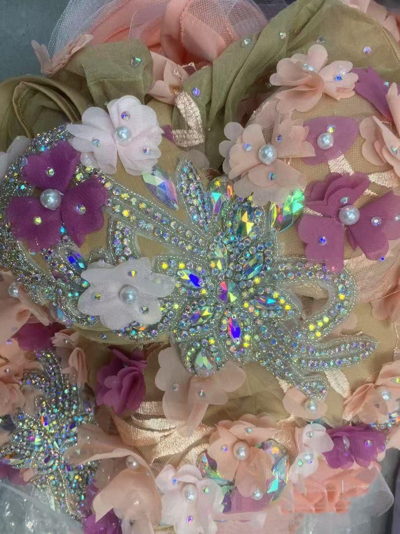 ベリーダンス衣装 ブラスカートセット オレンジ系 花 オーダーメイド ベリーダンス衣装 ブラスカートセット オレンジ系 花 オーダー