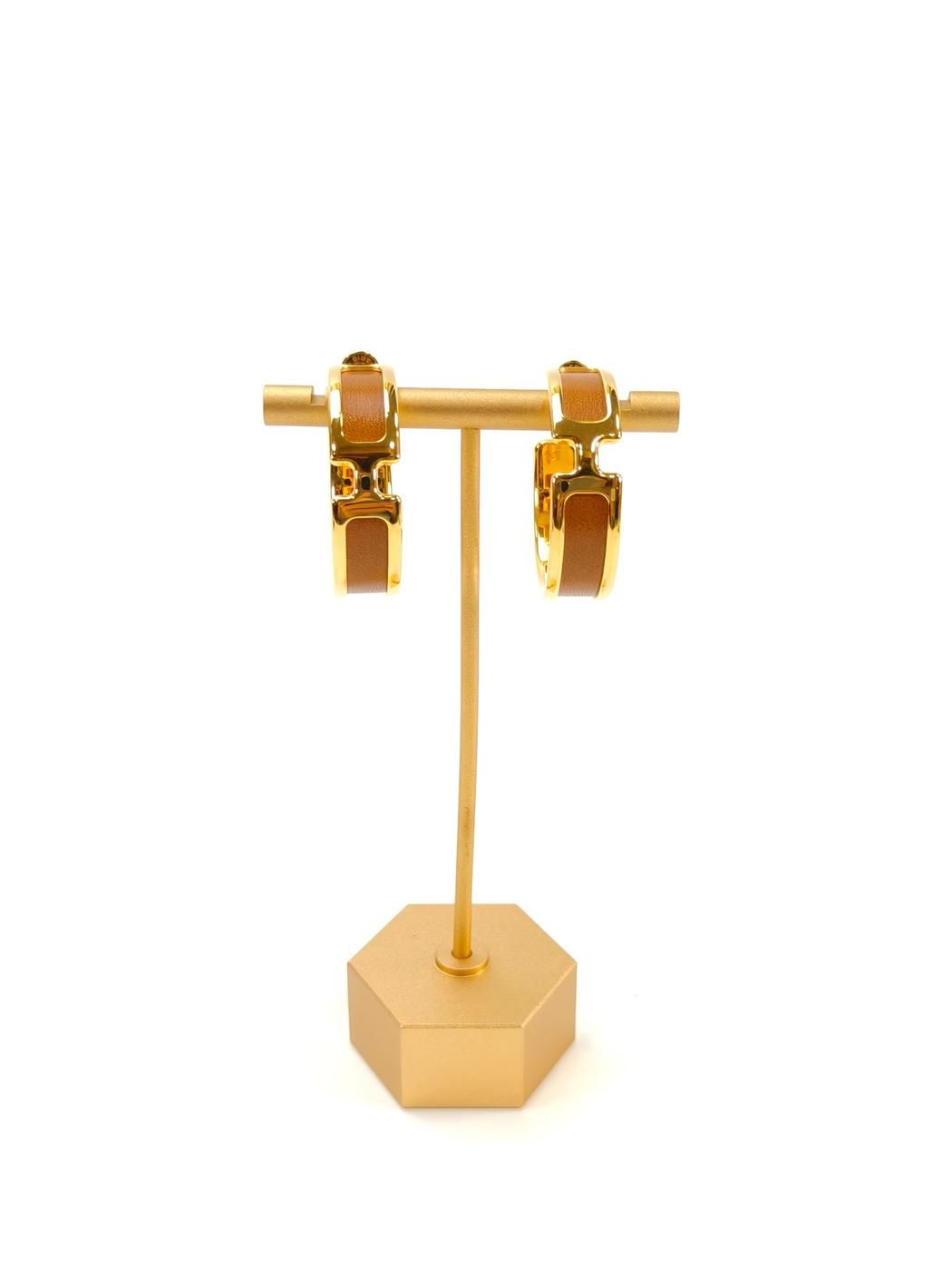 HERMES エルメス オランプ ピアス ゴールド金具 ブラウン 管理番号