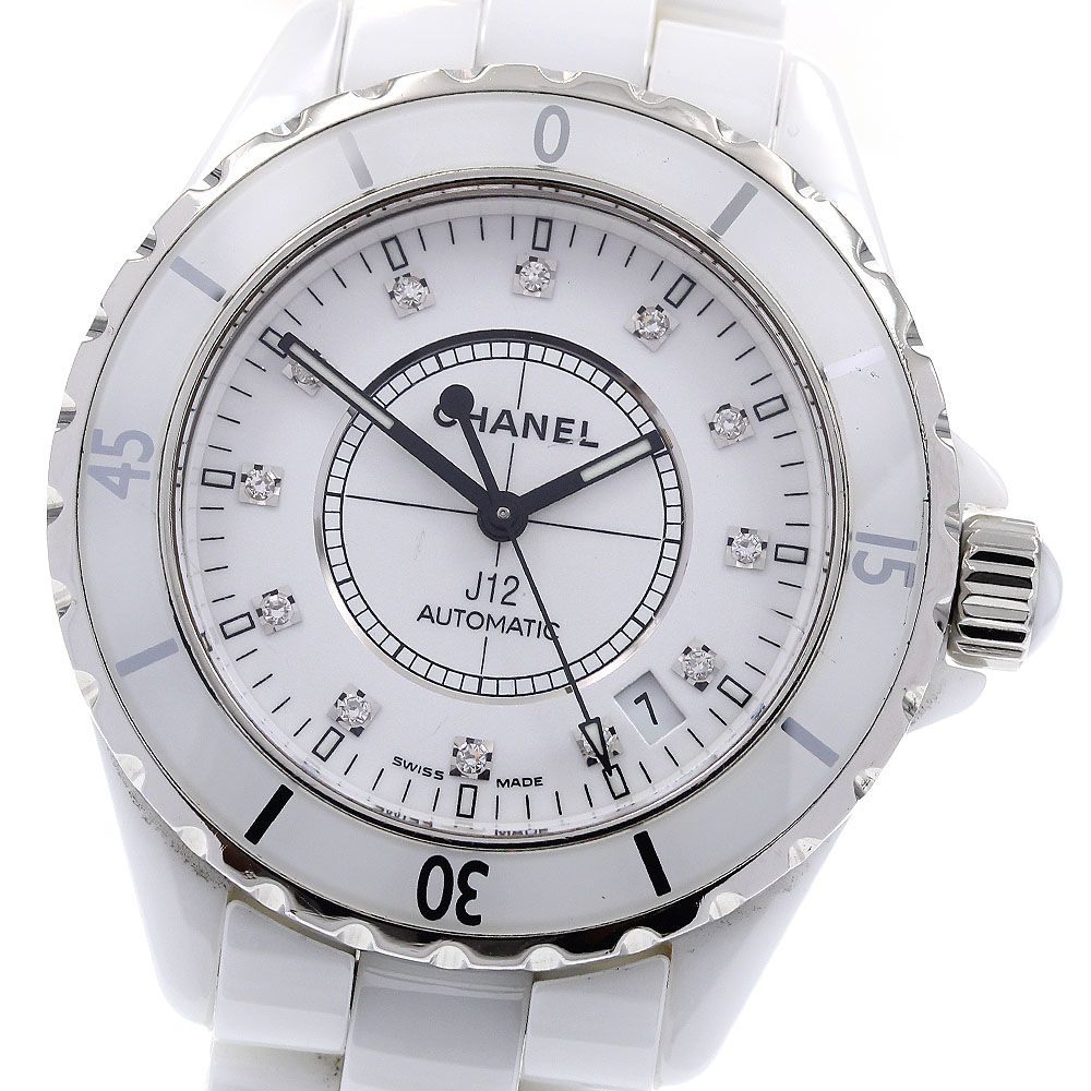 シャネル CHANEL H1629 J12 白セラミック 38MM 12Pダイヤ 自動巻き 