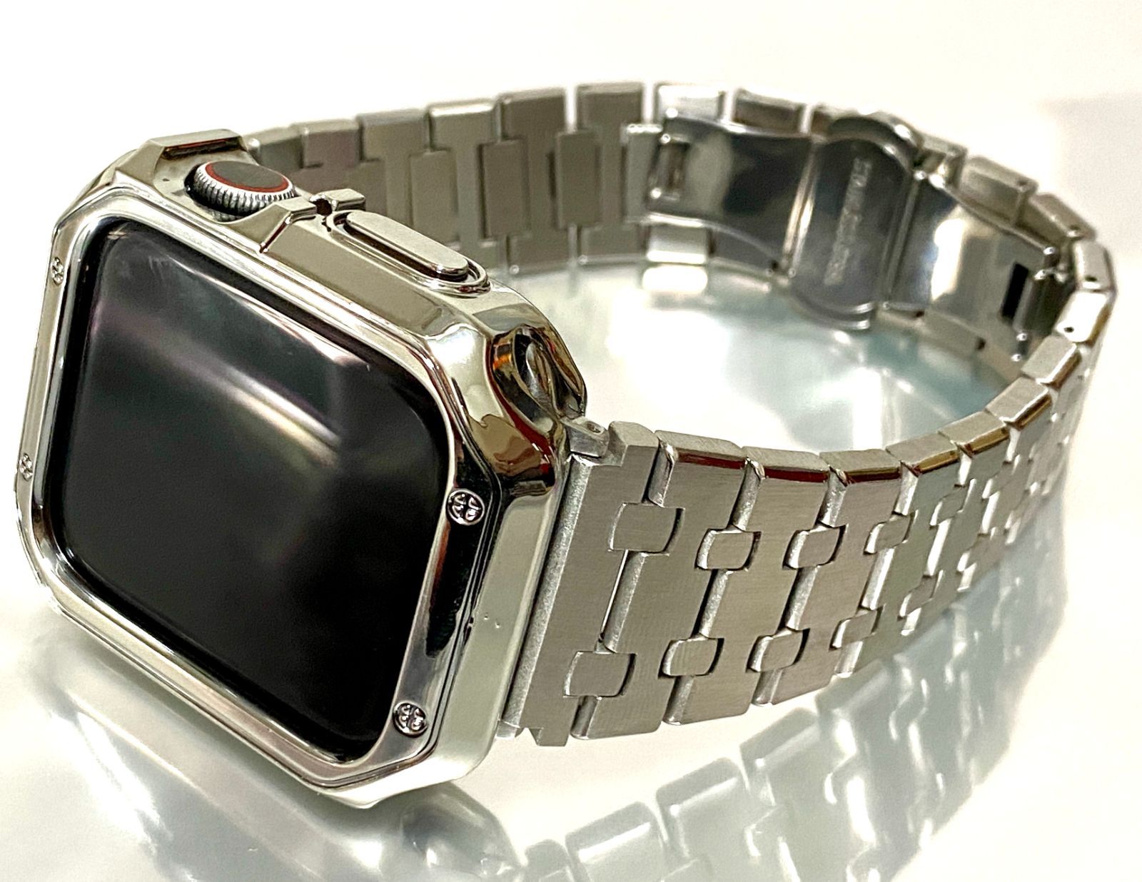 シームレス ＆シルバー TPU アップルウォッチ ラバーベルト Apple Watch ケース カバー 38 40 41 42 44 45 49mm Apple Watch バンド box入り高級ランクseries10　42　46　入荷