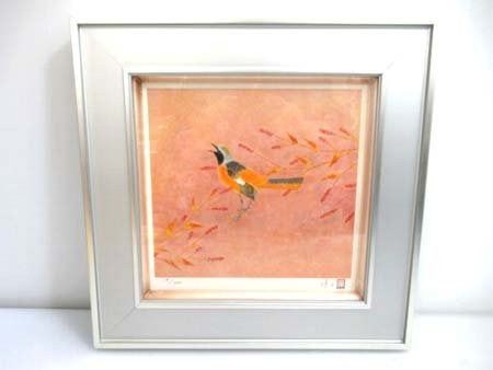 上村淳之 オリジナルリトグラフ 小さな四季シリーズ 秋野 18|200 額入りサイズ約37.5×37.9cm ノーチェック