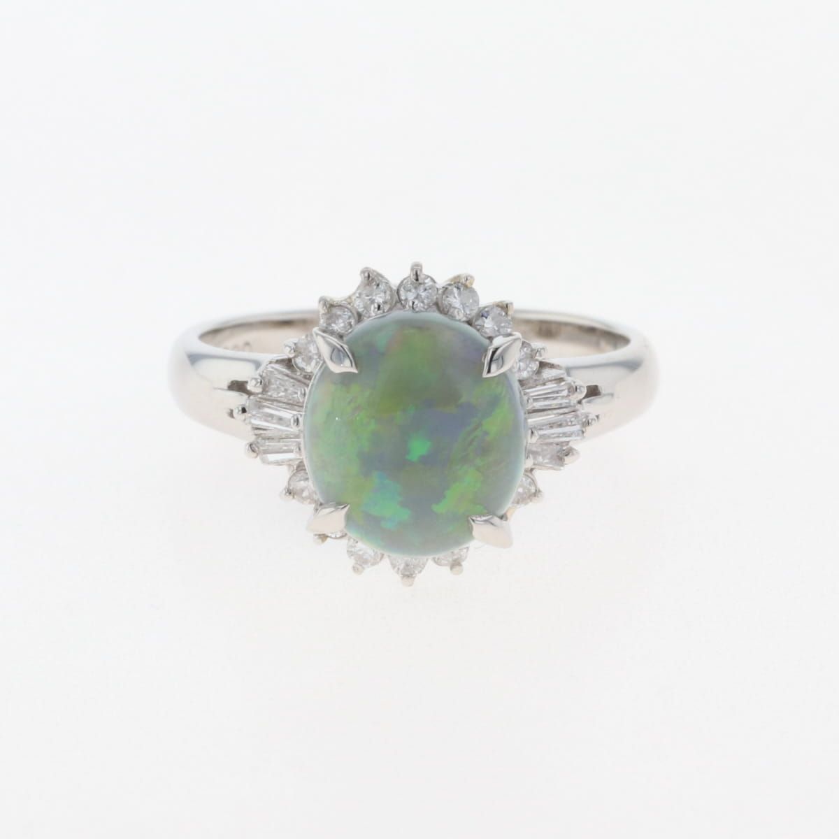 ブラックオパール デザインリング 11号 Pt900 【中古】 ブラック  