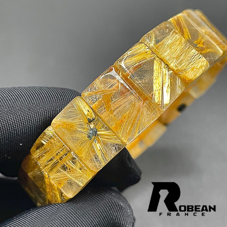 高級 EU製 定価10万円☆ROBEAN・太陽花タイチンルチルバングル☆黄金針