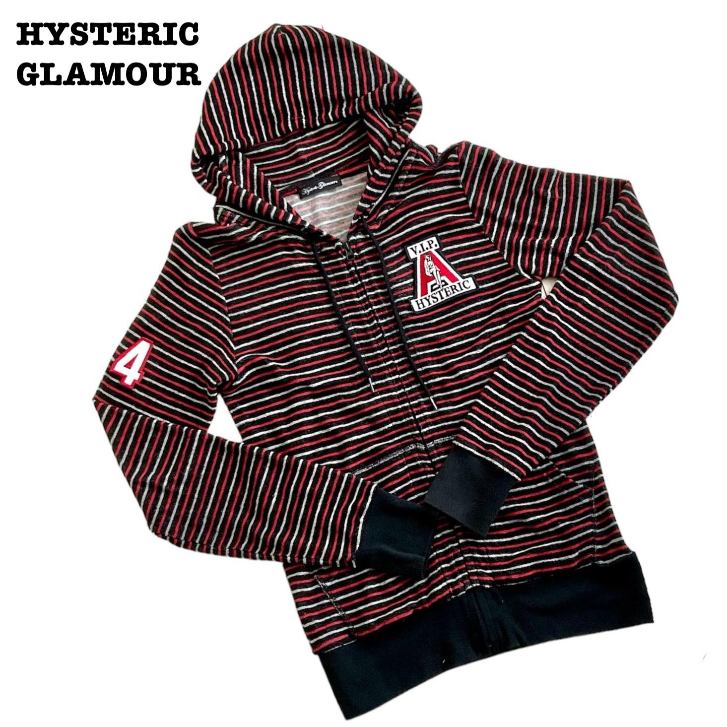 レア品】 HYSTERIC GLAMOUR ヒステリック グラマー タオル地 パイル地 ジップアップ パーカー 春 夏 トップス 帽子 紫外線 ビーチ  トリコロール 赤白青 ボーダー ワッペン ヒスガール フリーサイズ ラッシュガード 美品 正規品 - メルカリ