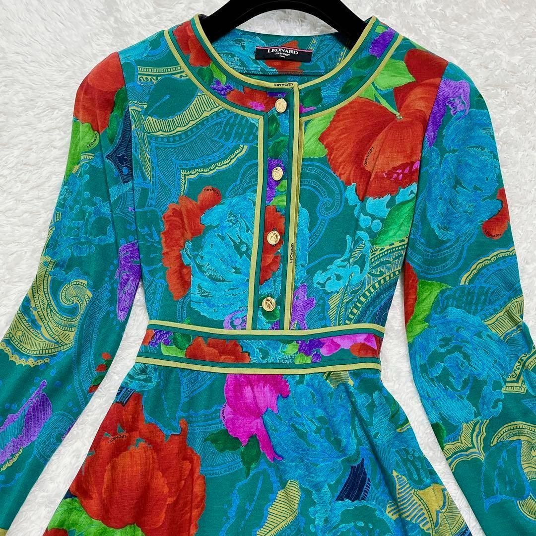 美品✨レオナール LEONARD FASHION 総柄ワンピース L 花柄