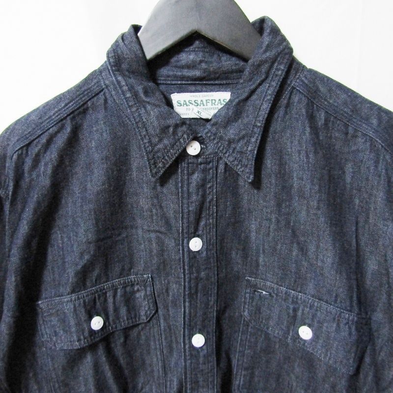 ごーちゃん 日本製 SASSAFRAS フーディ ライトジャケット XL SASSAFRAS Gaedeners Jacket 8oz MIlitary Denim SF-252216