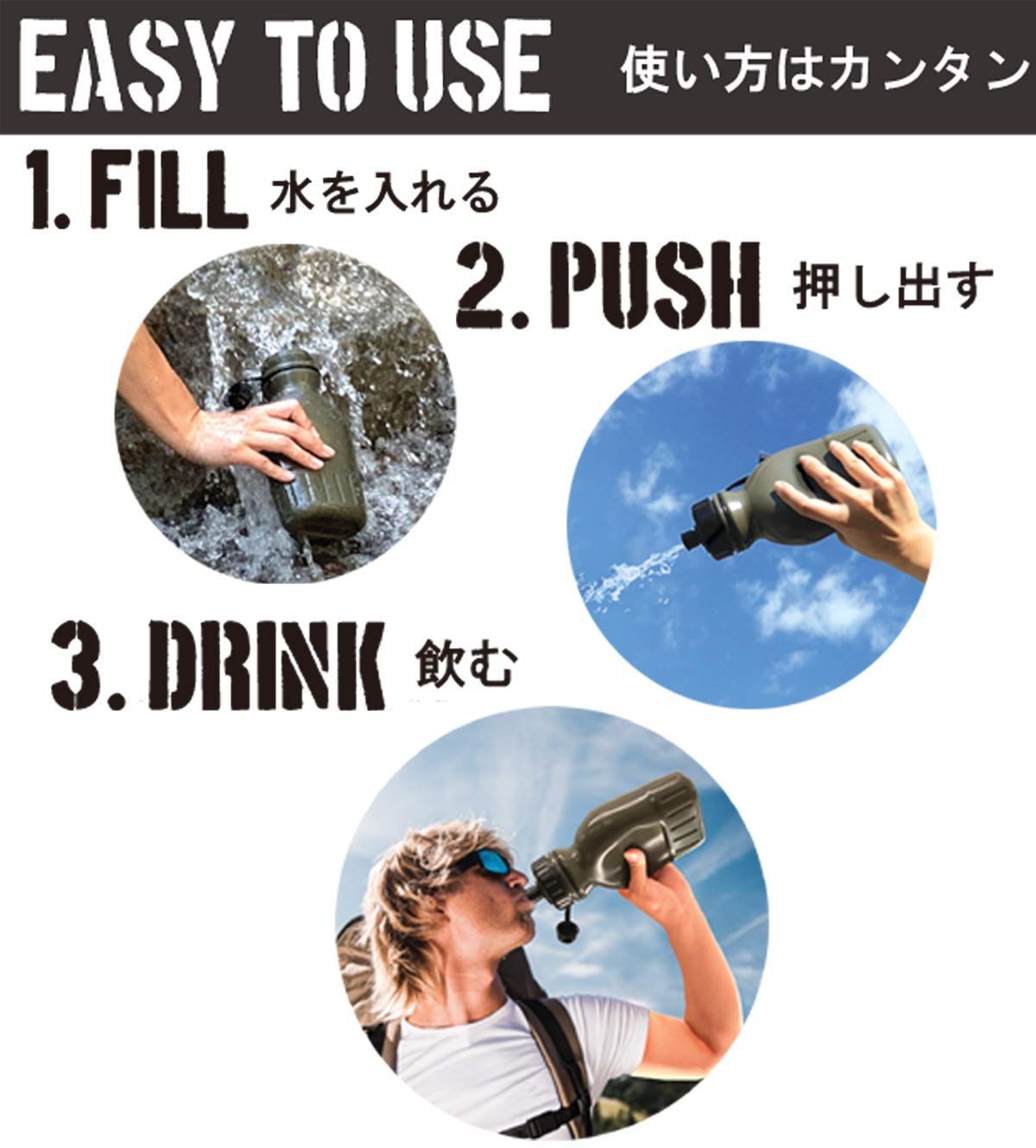 セイシェル 交換用フィルター付き セット 携帯 浄水器 浄水ボトル