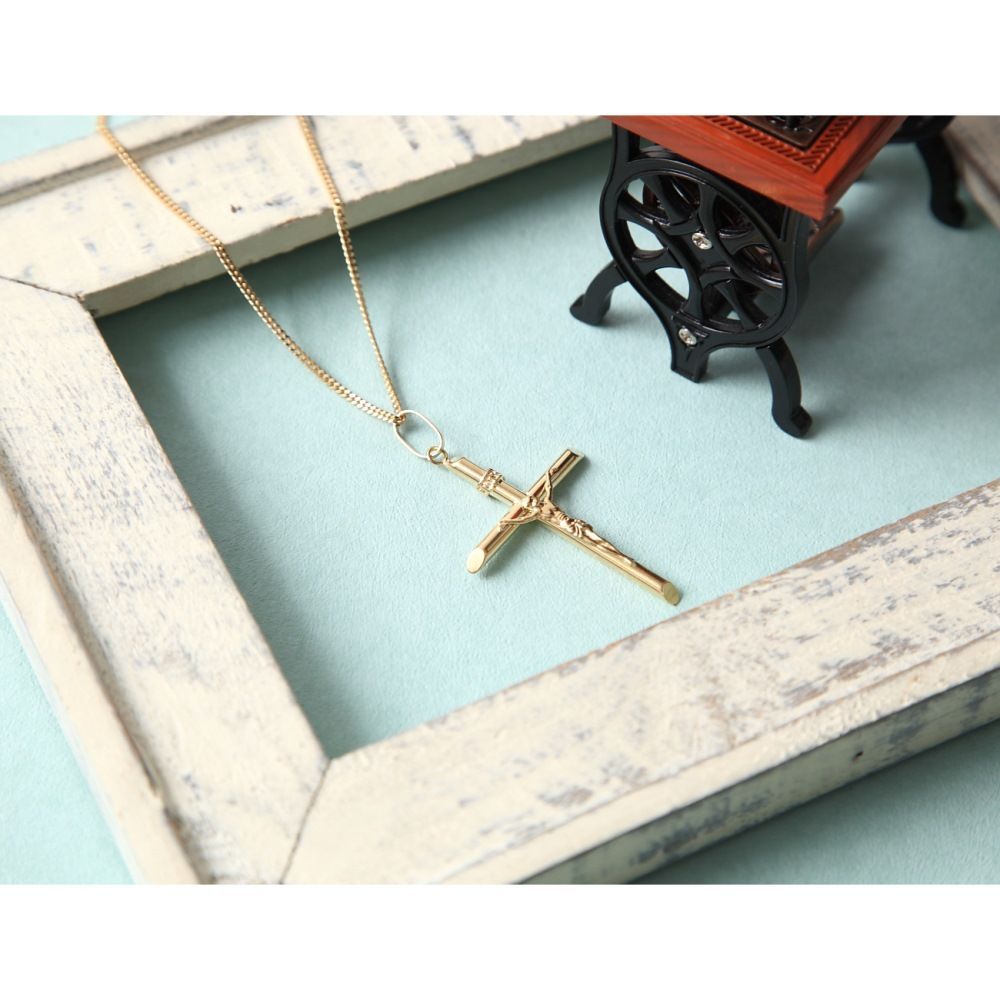 18金 十字架 ゴールド クロス キリスト ヘッド チャーム 18k