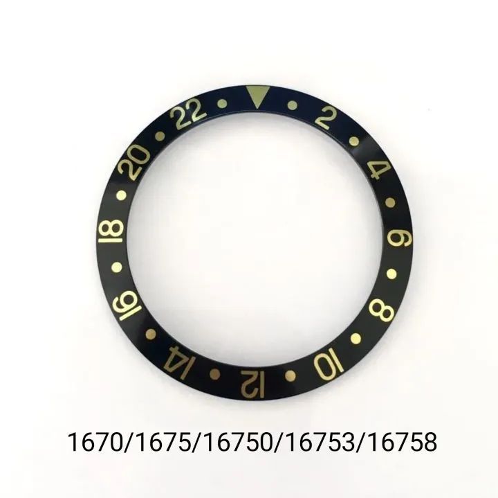 腕時計 修理交換用 社外部品 ベゼルインサート ブラック×ゴールド 【対応】ロレックス GMTマスター 1670/1675/16750/16753等 ROLEX互換