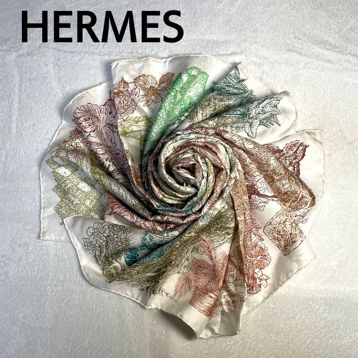 HERMES エルメス カレ90 Le Jardin de Leila スカーフ-