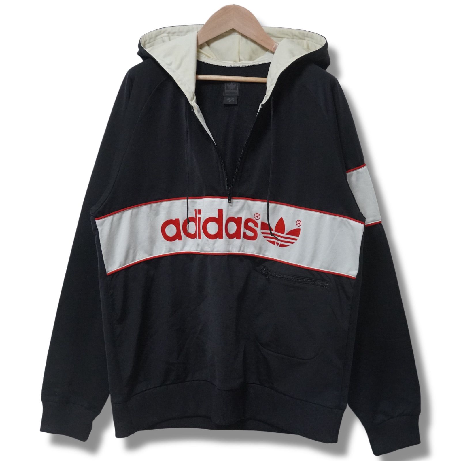 アディダス ハーフジップパーカー L相当 00s ブラック adidas